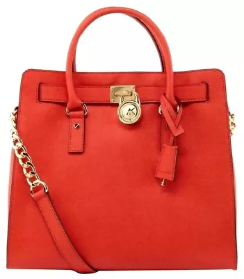 🌞michael Kors Hamilton Large Mandarin Red/gold Saffiano Leather Tote Bag🌺nwt! • $213.89