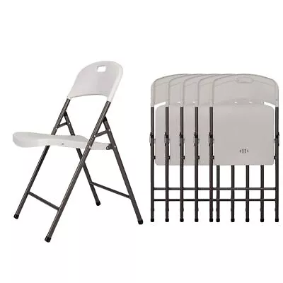 6-Piece Set Of Folding Plastic Chairs Steel Folding Dining Chairs Portable ... • $220.90