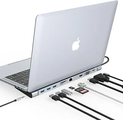 £69.99 • Buy 10 In 1 USB-C Universal Laptop Docking Station Dual Video Monitor Display HDMI