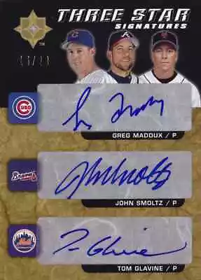 2005 Ultimate Collection GREG MADDUX JOHN SMOLTZ TOM GLAVINE Triple Auto #d 20 • $800