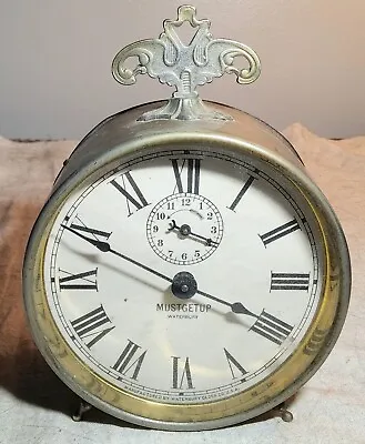 Antique Waterbury Clock Co. Mustgetup Wind-up Alarm Clock Patented 1907 & 1918 • $117.94