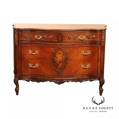 1930's French Louis XV Style Marquetry Inlaid Chest Of Drawers • $1795