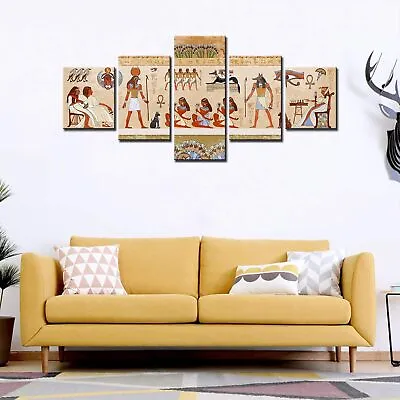 Egyptian Hieroglyphic 5 Panels Canvas Print Poster HOME DECOR Wall Art Cuadro • £17.15