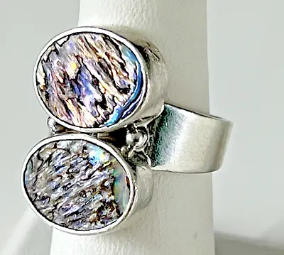 925 Sterling Silver And Abalone Ring Size 7 • $38