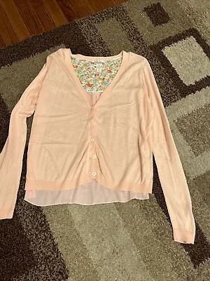 Matilda Jane Made Me Blush Pink Sweater Cardigan Womens Size Large Long Sleeve • $19.99