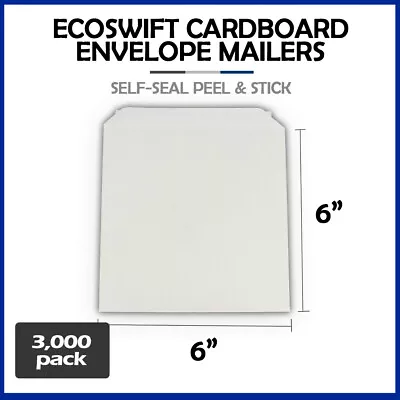 3000 - 6x6  EcoSwift  Brand Self Seal Cardboard CD/DVD Envelope Mailers 6  X 6  • $363.98