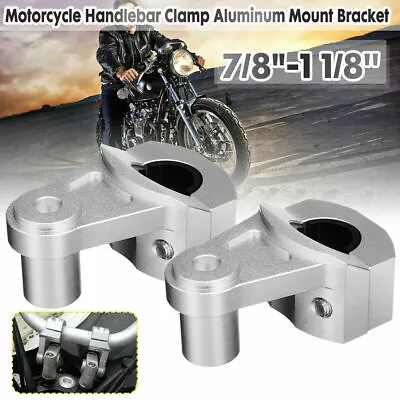 2x Universal 7/8'' 22mm HandleBar Handle Fat Bar Mount Clamps Riser Motorcycle • $31.59