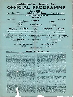 Walthamstow Avenue V Army Amateur X1 (Representative Match 19.04) 1944/1945 • £24.99