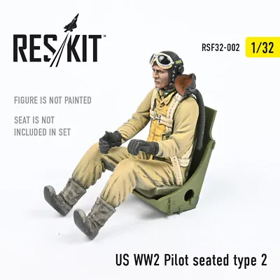 US WW2 Pilot Seated Type 2 (Resin Figure Set) 1/32 ResKit RSF32-0002 • $24.29