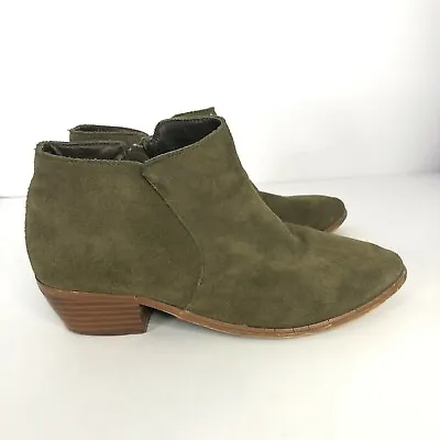 Urban Outfitters Ecote Womens Size 7 Olive Green Suede Side Zip Ankle Booties • $19.99