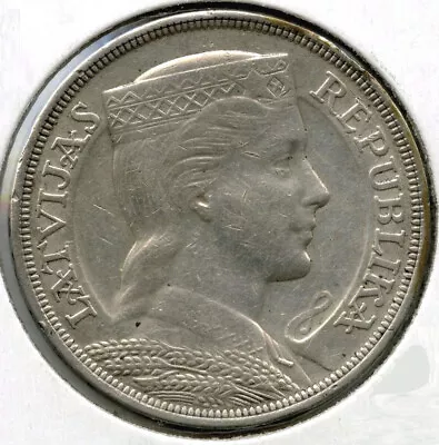 1932 Latvia Silver Coin - 5 Lati - E612 • $50