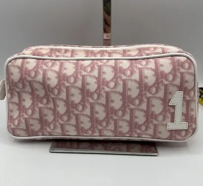 Vintage Christian Dior Trotter Cosmetic Bag Pouch Make-up Bag PVC No.1 Pink • $224.99