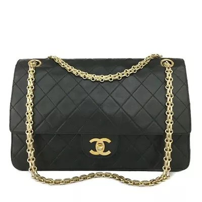 Vintage CHANEL Double Flap 27 Quilted CC Lambskin Chain Shoulder Bag/6X1601 • £832.02