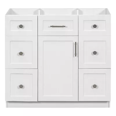 36  Bathroom Vanity With Sink Freestanding Vanity Cabinet With 4 Drawers White • $292.99