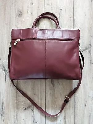 Visconti London Women's Large Leather Satchel Crossbody Bag Burgundy Color • $70