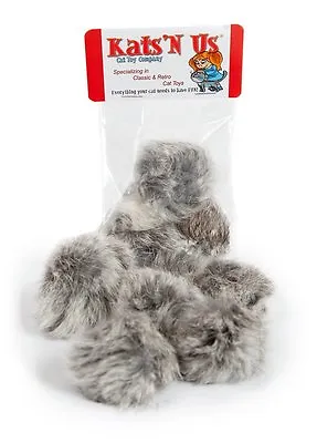 Real Rabbit Fur Pom Pom Cat Toy - 10 Pak • $13.99
