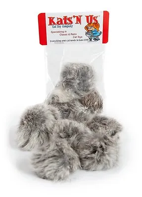 Real Rabbit Fur Pom Pom Cat Toy - 5 Pak • $8.99