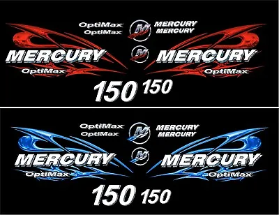 Mercury Optimax 90-250 Hp Liquid Chrome Tribal Style Decal Kit • $95