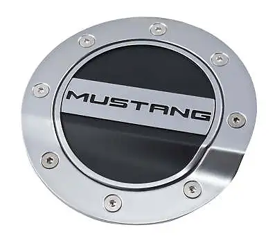 2015-2023 Ford Mustang Silver W/ Black Fill Embossed Gas Fuel Door Comp Series • $65.95