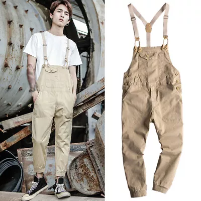 Fashion Mens Bib Pants Overalls Suspender Trousers Jumpsuits Casual Skinny Pants • $50.21