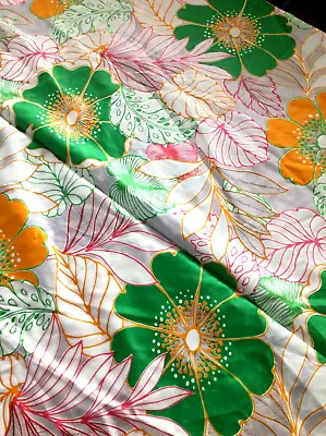 Vintage MOD RETRO LONG Fabric 184  BY 45  FULL PIECE SHIMMER COTTON Tropical 60 • £48.18