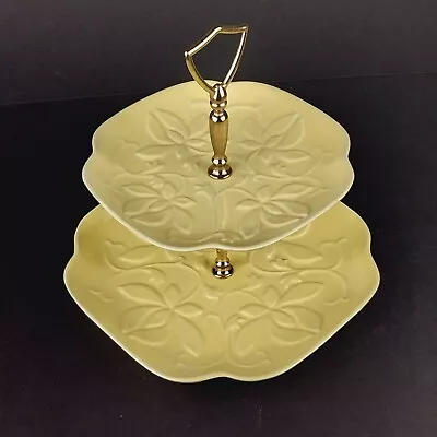 Vintage California Pottery Two-Tiered Floral Pattern Ceramic Serving Tray USA • $29.65