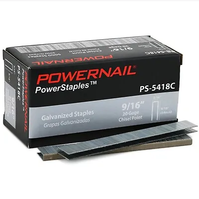 Powernail 20-Ga. 3/16-In. Crown 9/16-In. Length Chisel Point Staples (5000 Ct) • $13.20