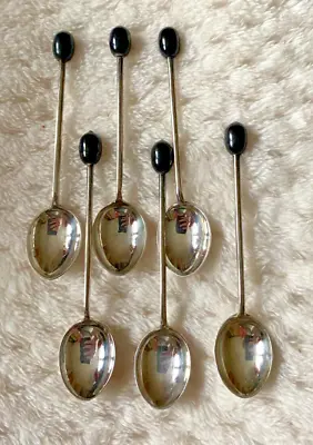 SET Of SIX SILVER PLATED WALKER & HALL COFFEE BEAN SPOONS • £12.50