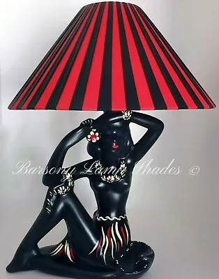 PLASTIC RIBBON LARGE  COOLIE  RED & BLACK LAMPSHADE For BARSONY LADY LAMP • $110