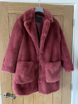 Pink Gorgeous Faux Fur Coat Size 10 - BNWOT • £13.50
