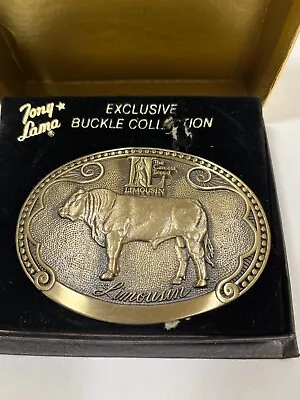 Limousin Cattle Breed Tony Lama Solid Brass Vintage Belt Buckle- NEW IN BOX • $49.99