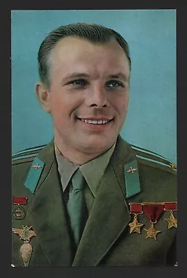 1973 First World Cosmonaut Space Traveller Yuri Gagarin Printed Photo Postcard • £15