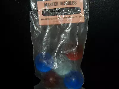 Master Glass Company Marbles Clearie Marble Bag With Five Large Marbles B56 • $20