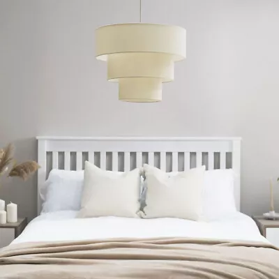 Ceiling Light Shade Modern Cotton 3 Tier Easy Fit Pendant Lampshade Lighting • £15.99