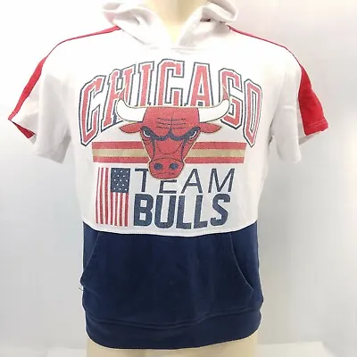 Vintage Chicago Bulls 90s Shirt Hoodie Short Sleeve Basketball Sweatshirt Sz XS • $38.50