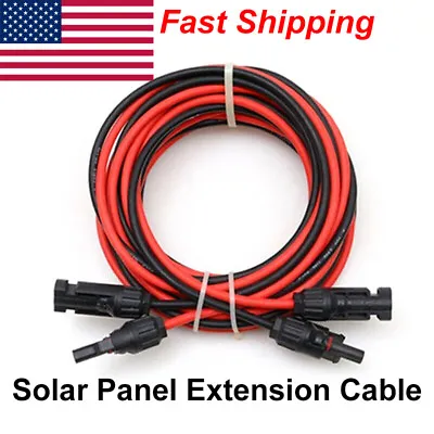 $13.96 • Buy 2PCS Solar Panel Extension Cable Black+Red Silicone Wire With Connectors 10 AWG