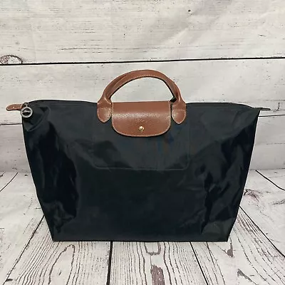 Longchamp Shoulder Bag Le Pilage Nylon Black Leather Dual Strap Interior Pocket • $82.80