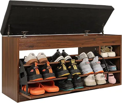 ELECWISH Shoe Cabinet W/3 Flip Drawers Shoe Bench With Seat Cushion For Entryway • $140.79