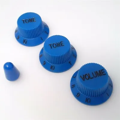 True Custom Shop® Blue Knobs & Switch Tip Set For Fender Strat 1 Volume 2 Tone • $7.97