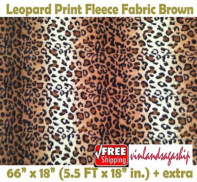 Leopard Print Brown Fleece Fabric 5.5 FT X 1.5 FT (66 X 18  In.) Extra  • $11.99