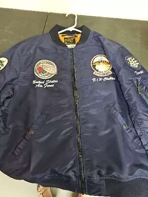  Men’s Size XL Navy Blue 345th Bombardment Wing Bomber Jacket • $75.40