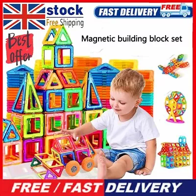 Multicolour 63/186Pcs Magnetic Building Blocks Toys Construction Building Puzzle • £9.99
