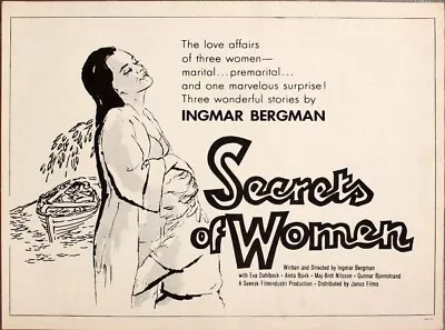 SECRETS OF WOMEN Half Sheet Movie Poster 22x28 INGMAR BERGMAN 1961 (1952) • $85