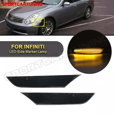 Smoked LED Bumper Side Marker Lights For 2003-2006 Infiniti G35 Base X Sedan 4DR • $35.99