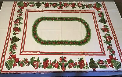 $19.99 • Buy Beautiful Vintage Christmas Tablecloth ~ Holly Trees & Bells