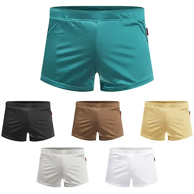 Mens Shorts Athletic Boxer Briefs Satin Boxershorts Underwear Jockstrap Pajamas • $9.29