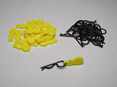 RC Body Clips And Pulls   Yellow Pulls W Black Pins  Rc Buggy Body Pins 40pc • $13.99