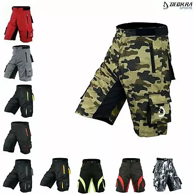 Mens Cycling MTB Shorts & Detachable Padded Liner Multi Pocket Biking Shorts • $32.99