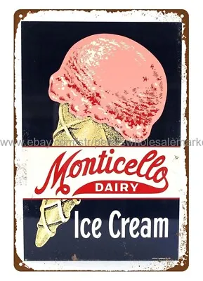 Outdoor Kitchen Wall Art 1964 Monticello Dairy Ice Cream Metal Tin Sign • $15.99