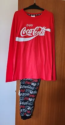 Enjoy Coca-Cola Logo Coke Mens Red Black Printed 2 Piece Pyjama Set Size XL New • $29.95